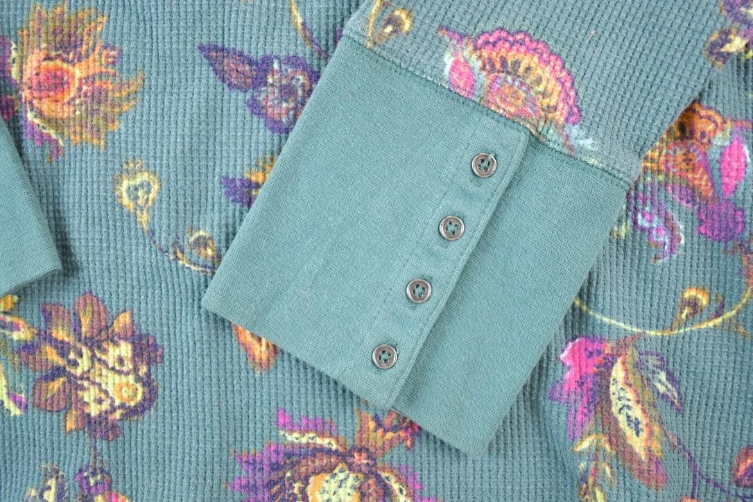 Vintage 1990s Thermal Knit Flower Pattern Crewneck Sweater Men's Large from propervintagecanada