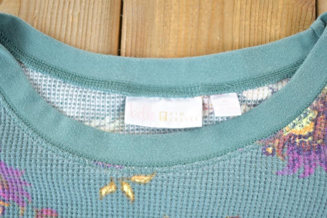 Vintage 1990s Thermal Knit Flower Pattern Crewneck Sweater Men's Large from propervintagecanada