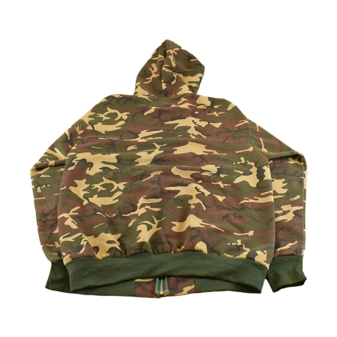 Vintage 1990s Thermal Lined Woodland Camo Full Zip Hoodie Men's XL from propervintagecanada