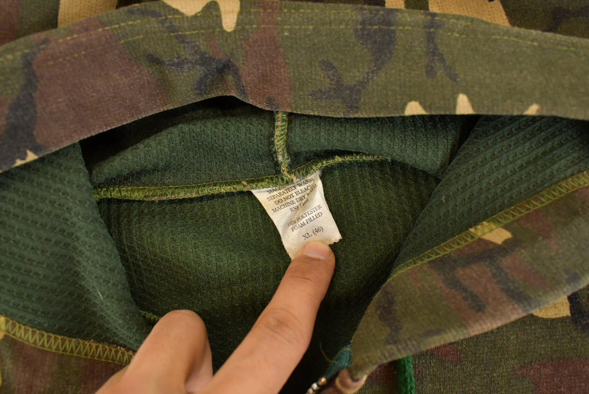 Vintage 1990s Thermal Lined Woodland Camo Full Zip Hoodie Men's XL from propervintagecanada
