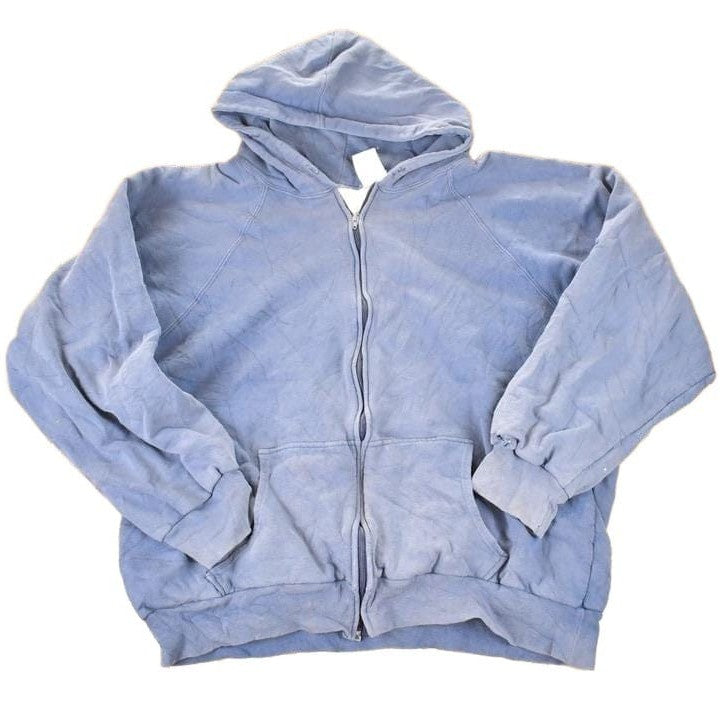 Vintage 1990s Thermal Lined Zip Up Blank Navy Hoodie Sweatshirt Men's L from propervintagecanada