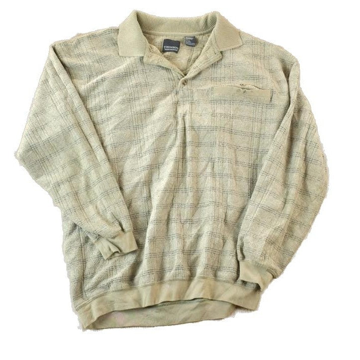 Vintage 1990s Thomson Collared Knit Abstract Pattern Crewneck Sweater Men's Large from propervintagecanada