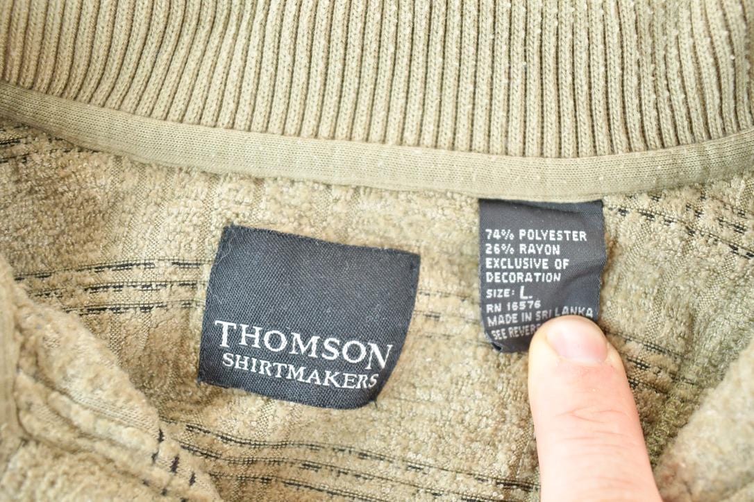 Vintage 1990s Thomson Collared Knit Abstract Pattern Crewneck Sweater Men's Large from propervintagecanada