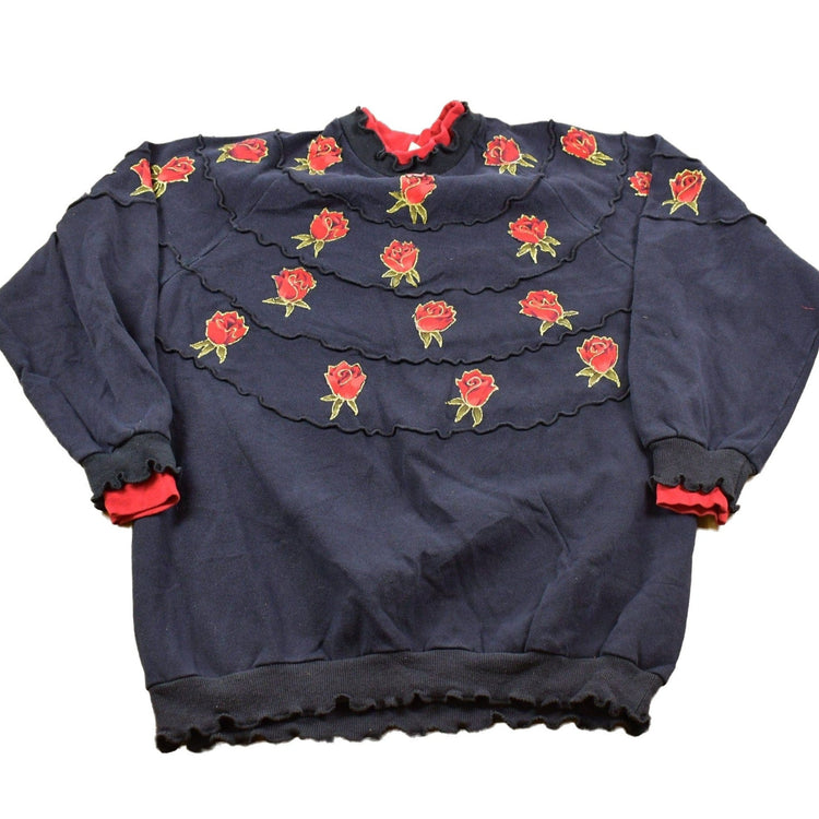 Vintage 1990s Thornton Walker Floral Crewneck Sweatshirt Men's XL from propervintagecanada