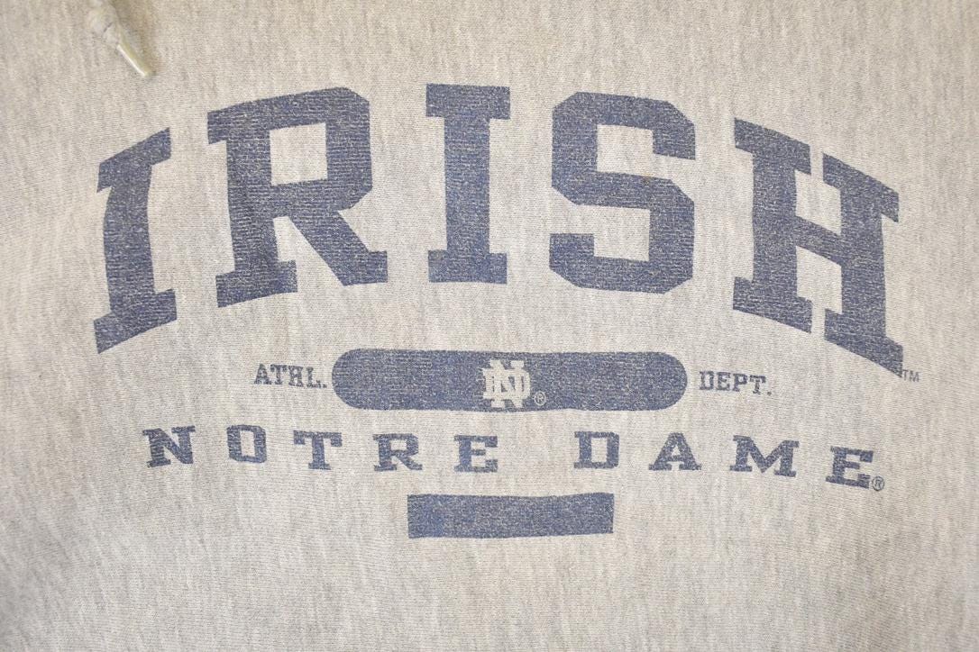 Vintage 1990s Thrashed Jansport Notre Dame Irish University Crossgrain Hoodie Sweater Men's M from propervintagecanada