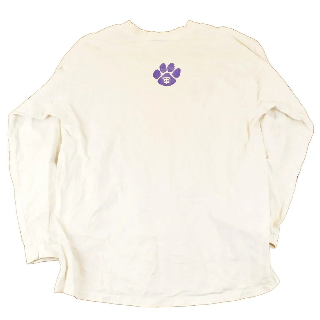 Vintage 1990s Thrashed Jansport St Thomas Tommies Graphic Print Crewneck Shirt Mens L from propervintagecanada