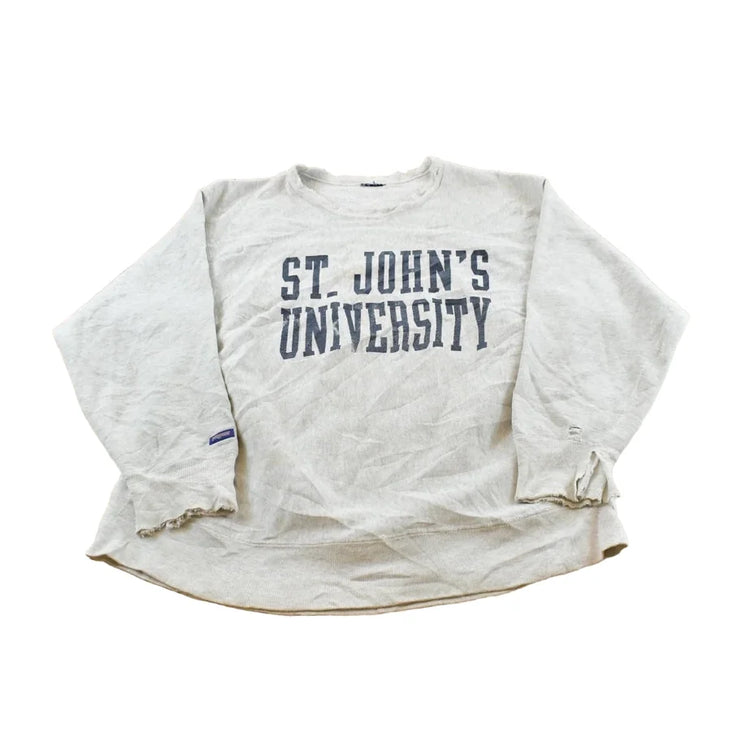 Vintage 1990s Thrashed St John's University Jansport Reverse Weave Style Crewneck Sweatshirt Men's L from propervintagecanada