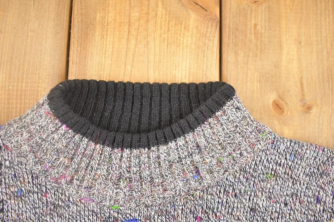 Vintage 1990s Three Feet Off Aztec Knit Sweater Men's M / Abstract 3D Pattern / Funky 90s Pullover from propervintagecanada