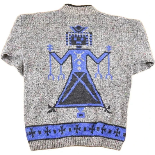 Vintage 1990s Three Feet Off Aztec Knit Sweater Men's M / Abstract 3D Pattern / Funky 90s Pullover from propervintagecanada
