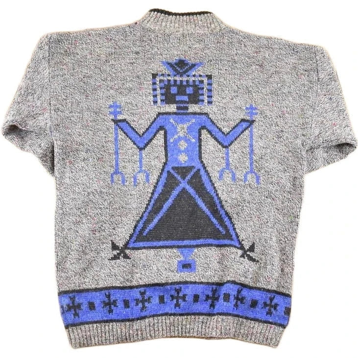 Vintage 1990s Three Feet Off Aztec Knit Sweater Men's M / Abstract 3D Pattern / Funky 90s Pullover from propervintagecanada