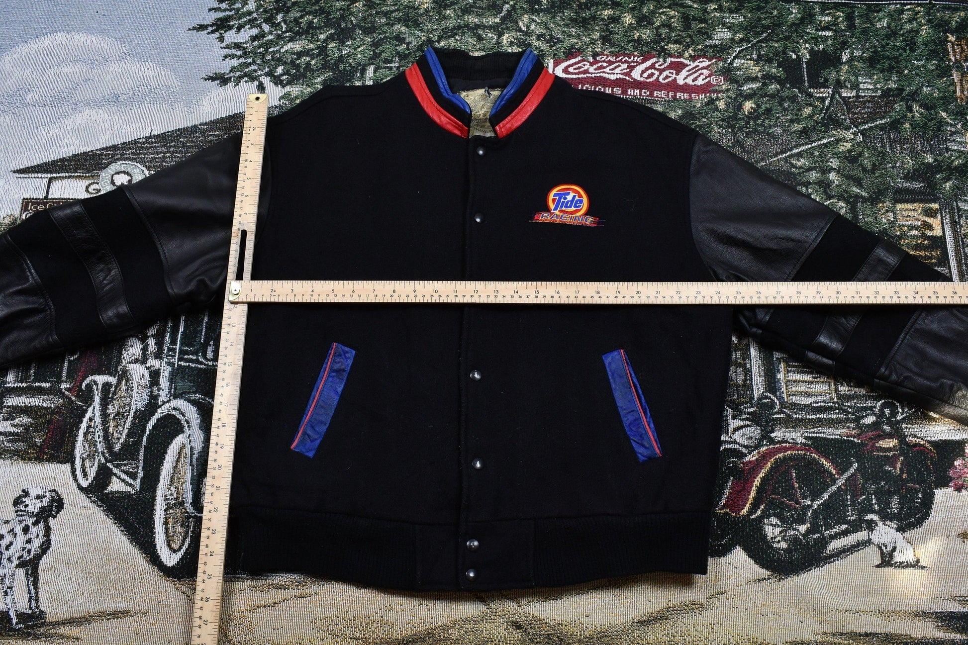 Vintage 1990s Tide Racing Automotive Leather Bomber Jacket Men's Large from propervintagecanada