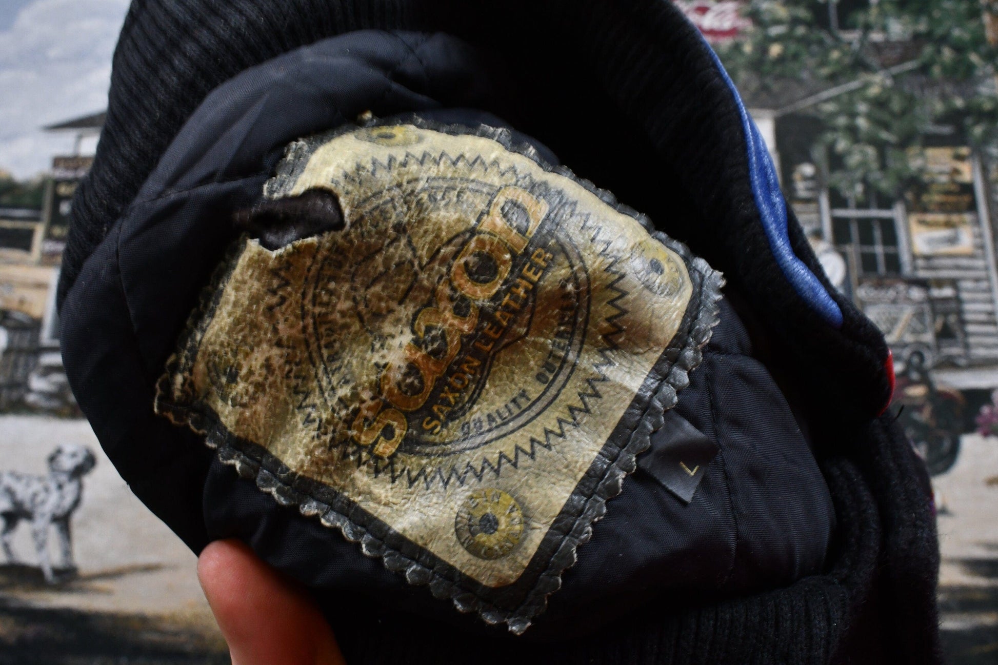 Vintage 1990s Tide Racing Automotive Leather Bomber Jacket Men's Large from propervintagecanada