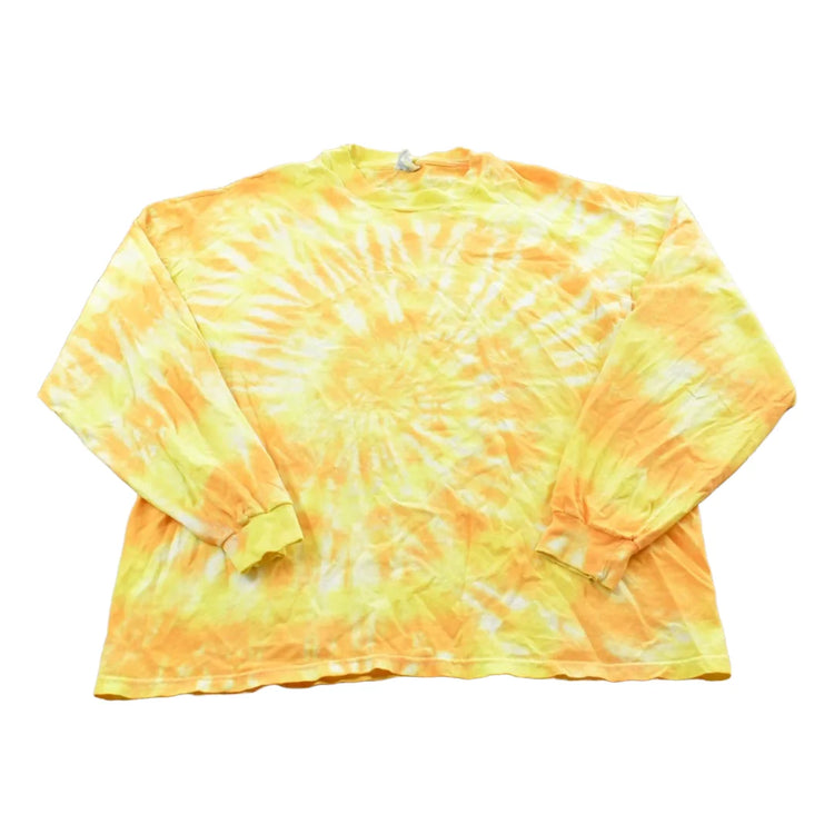 Vintage 1990s Tie Dye Yellow Long Sleeve T-Shirt Mens L from propervintagecanada