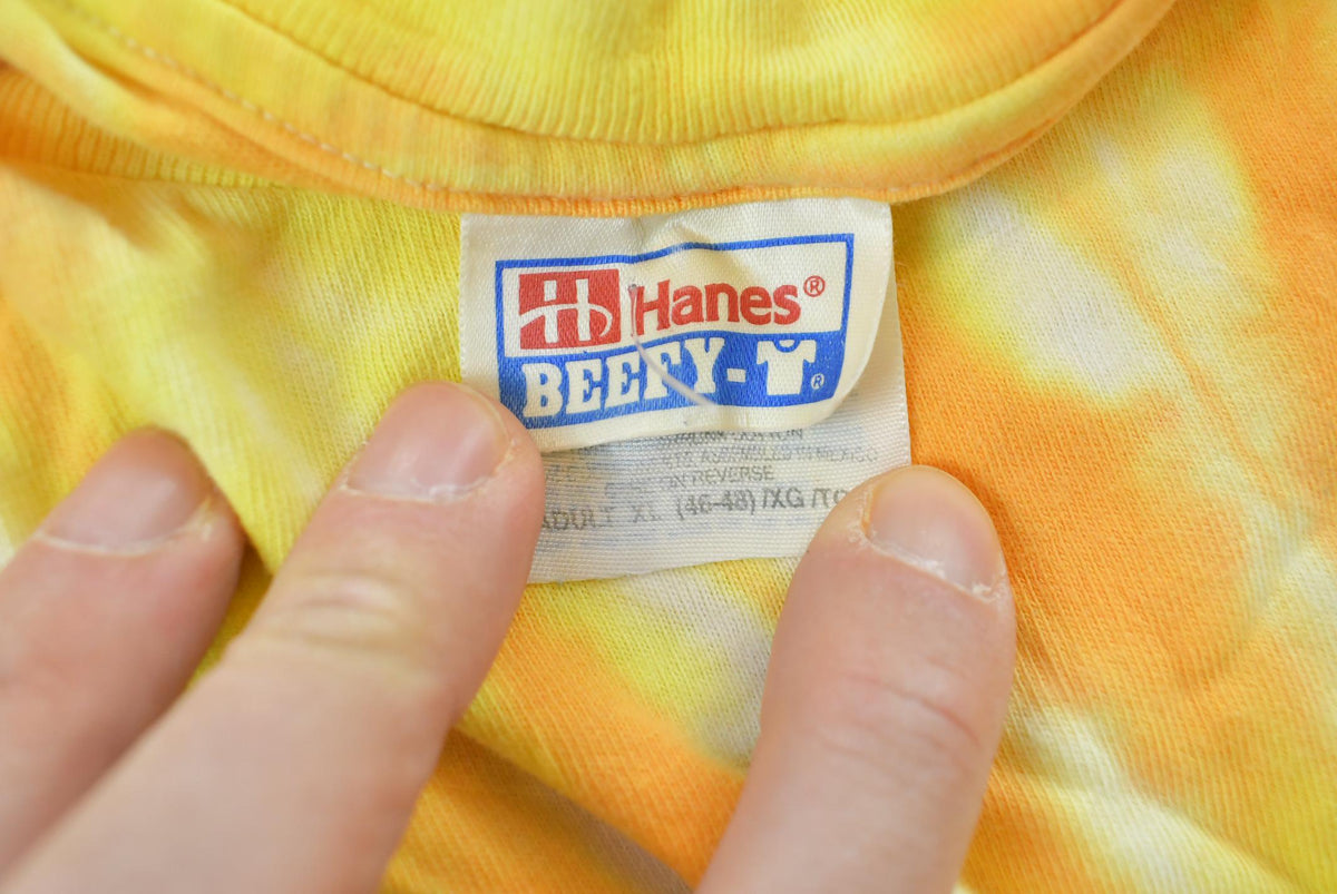 Vintage 1990s Tie Dye Yellow Long Sleeve T-Shirt Mens L from propervintagecanada