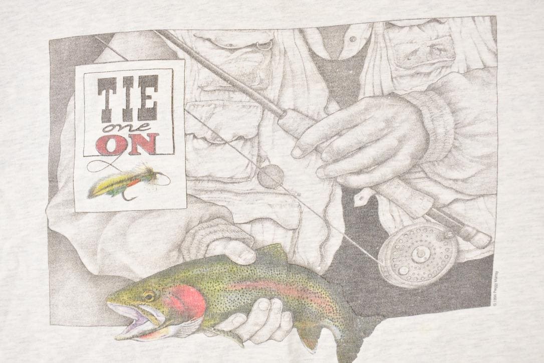 Vintage 1990s Tie One On Souvenir Fishing T-Shirt Men's L / Fish Destination Shirt / 90s Single Stitch Graphic Tee / Made in USA from propervintagecanada