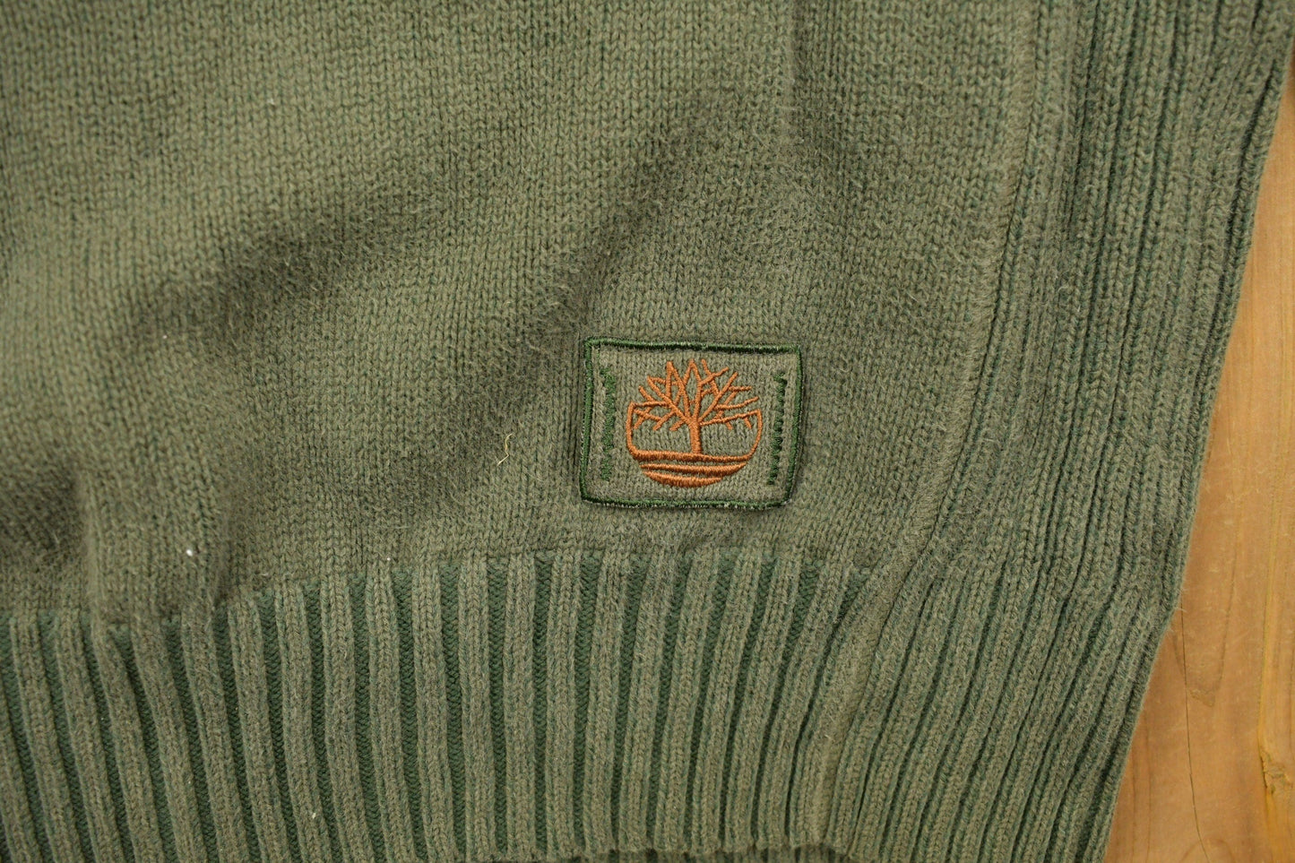 Vintage 1990s Timberland Army Green Knit Crewneck Sweatshirt Men's Large from propervintagecanada