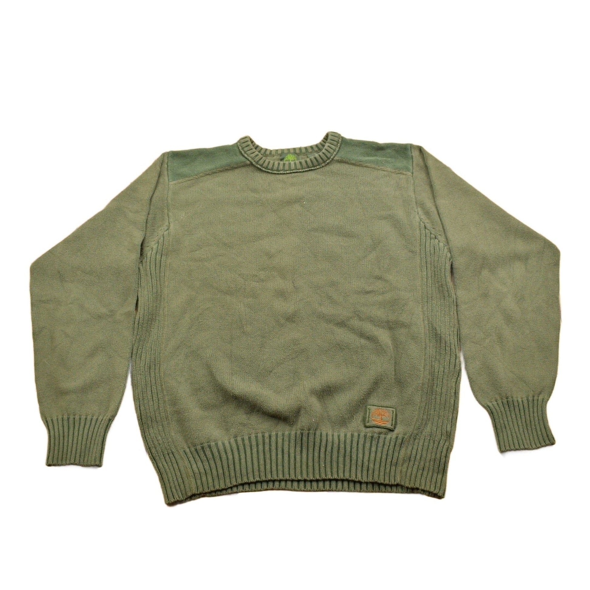 Vintage 1990s Timberland Army Green Knit Crewneck Sweatshirt Men's Large from propervintagecanada