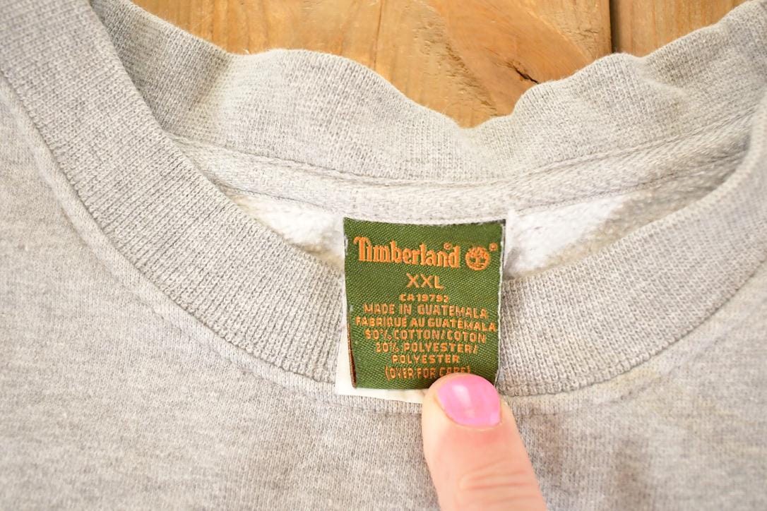Vintage 1990s Timberland Outdoorsman Souvenir Crewneck Sweatshirt Men's XXL from propervintagecanada