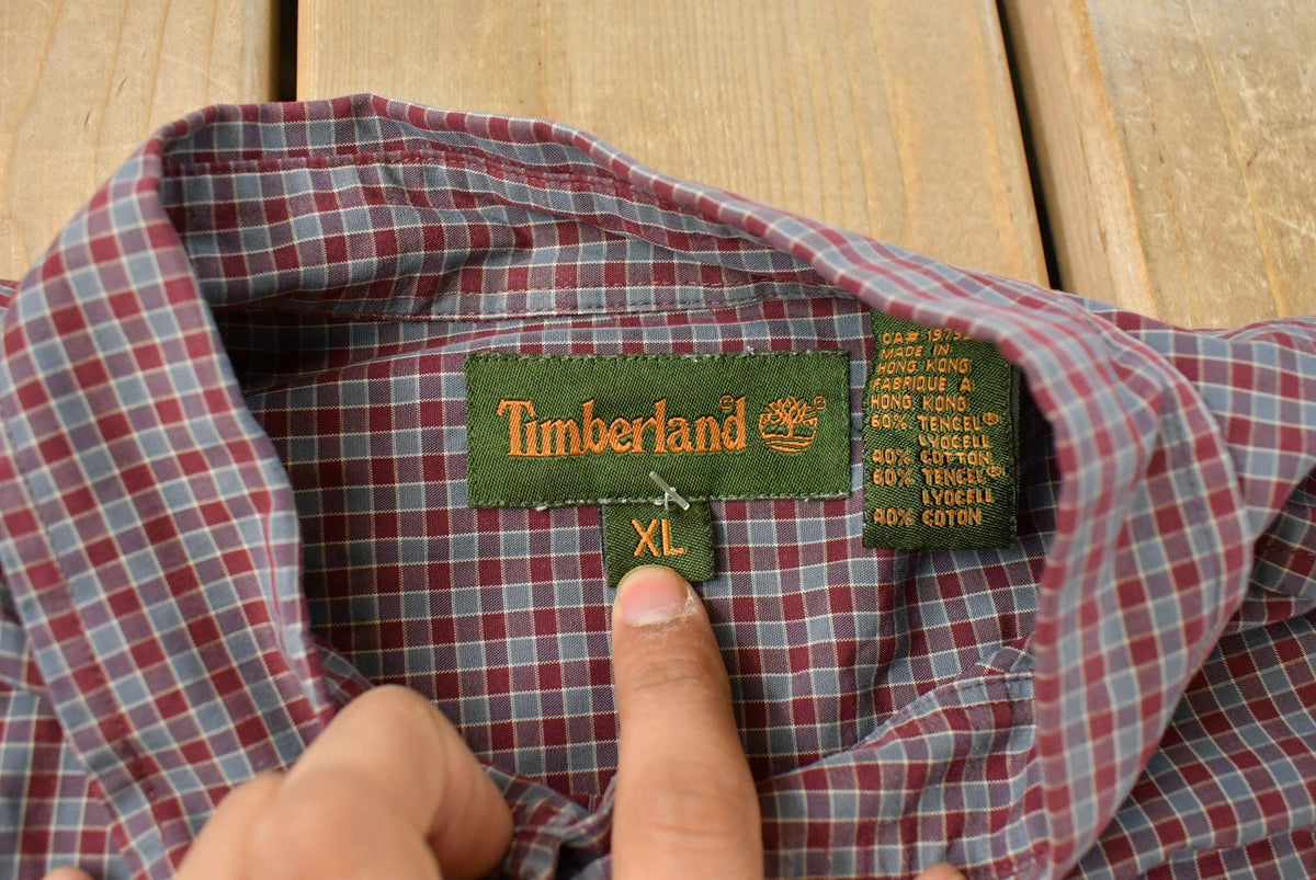 Vintage 1990s Timberland Plaid Button Up Shirt Men's XL from propervintagecanada
