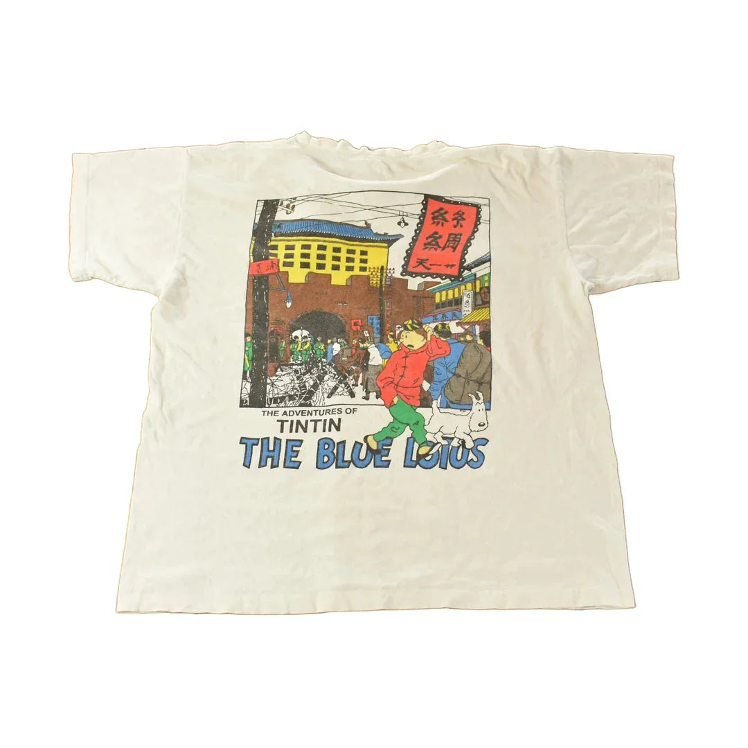 Vintage 1990s Tintin The Blue Lotus Graphic T-Shirt Men's Large from propervintagecanada