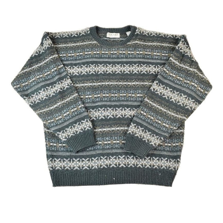 Vintage 1990s TipTop Classics Knit Abstract Pattern Crewneck Sweater Made In Canada Men's Medium from propervintagecanada