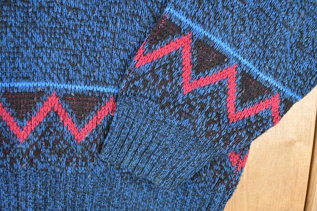 Vintage 1990s Todays News Abstract Knit Crewneck Sweater Men's L from propervintagecanada