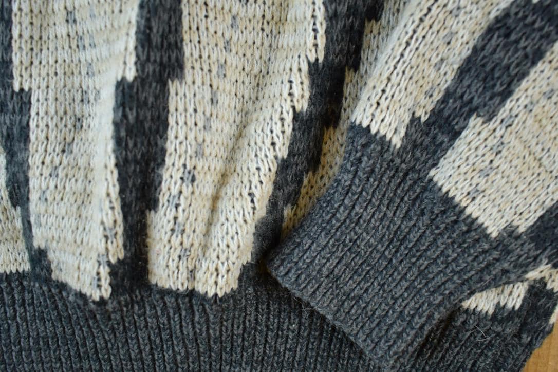 Vintage 1990s Todays News Knit Abstract Pattern Crewneck Sweater from propervintagecanada