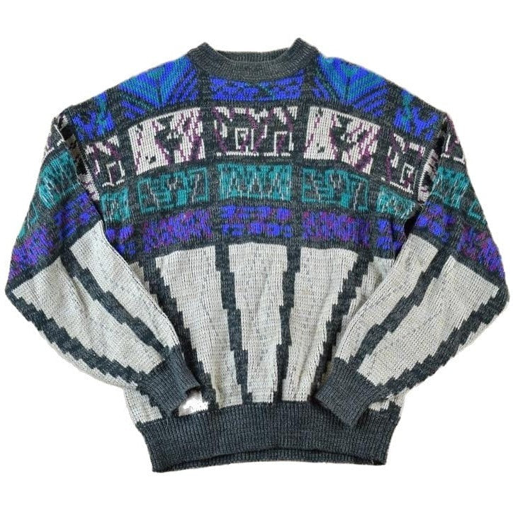 Vintage 1990s Todays News Knit Abstract Pattern Crewneck Sweater from propervintagecanada