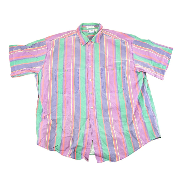 Vintage 1990s Todays News Striped Button Up Shirt Men's XXL from propervintagecanada