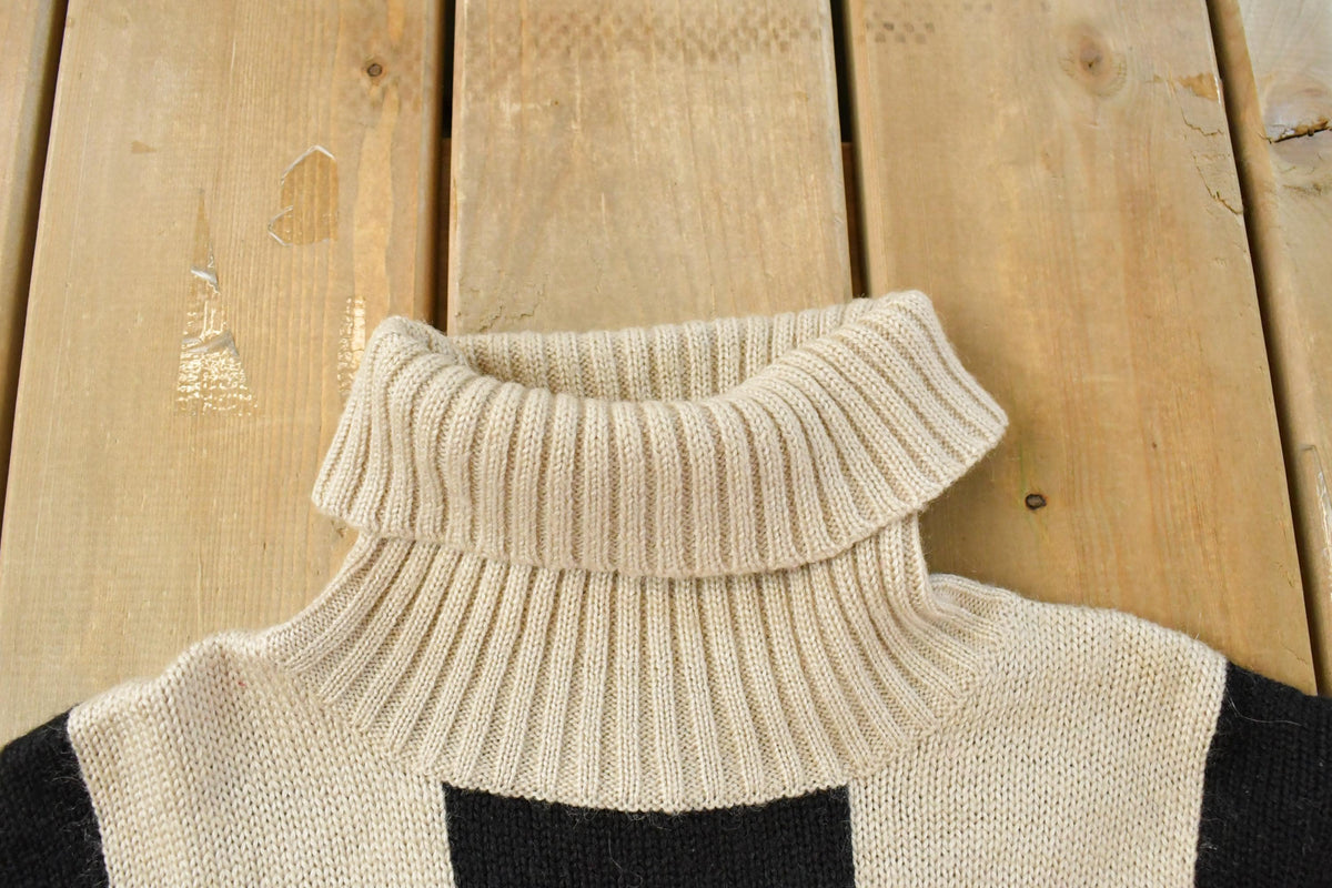 Vintage 1990s Together Checkered Turtle Neck Knit Sweater Womens S from propervintagecanada