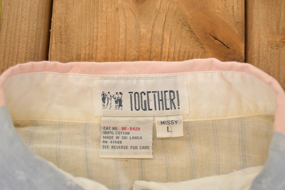 Vintage 1990s Together Embroidered Spring Farm Button Up Shirt Women's L from propervintagecanada