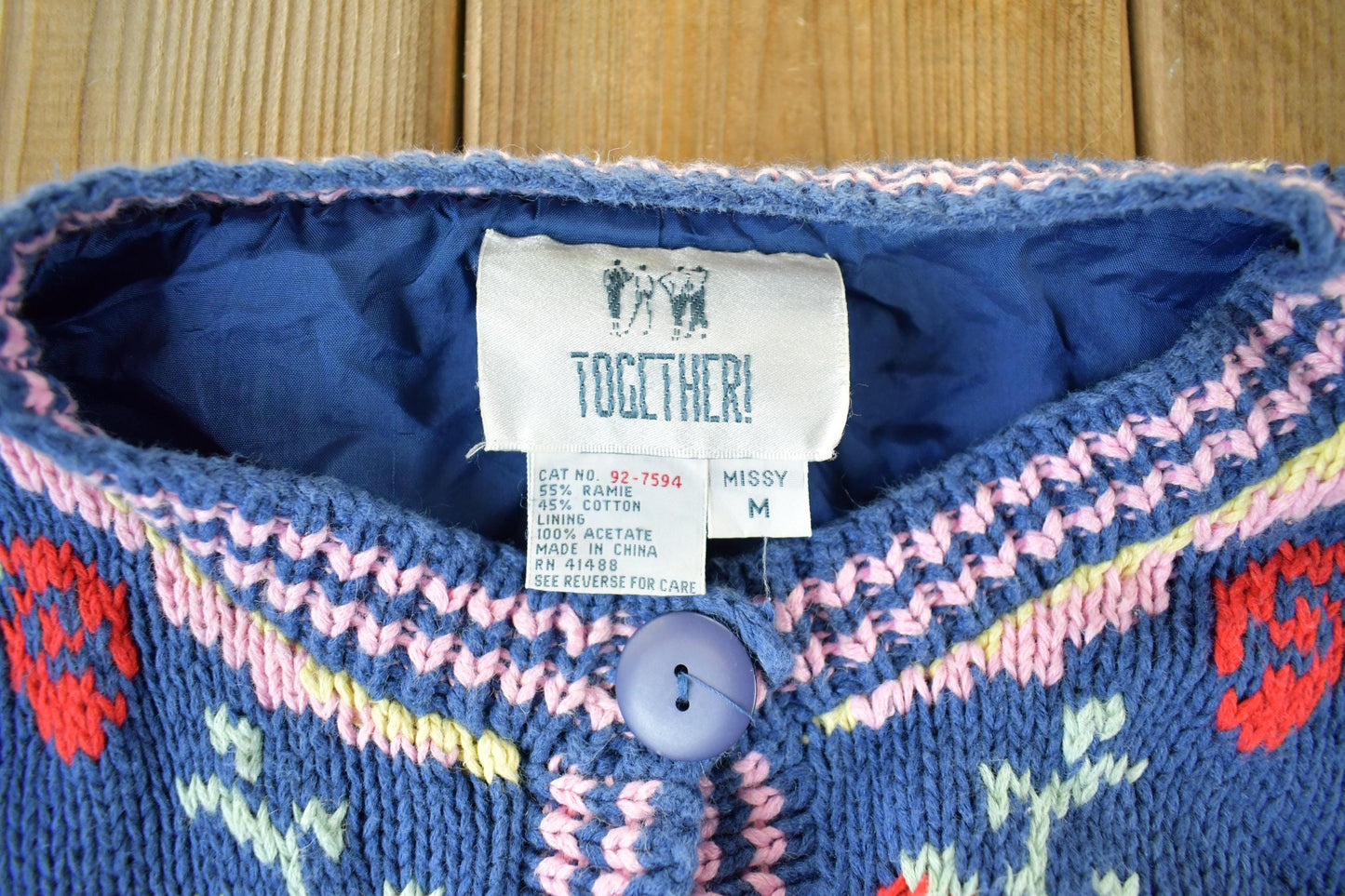 Vintage 1990s Together Knit Cardigan Women's Medium from propervintagecanada