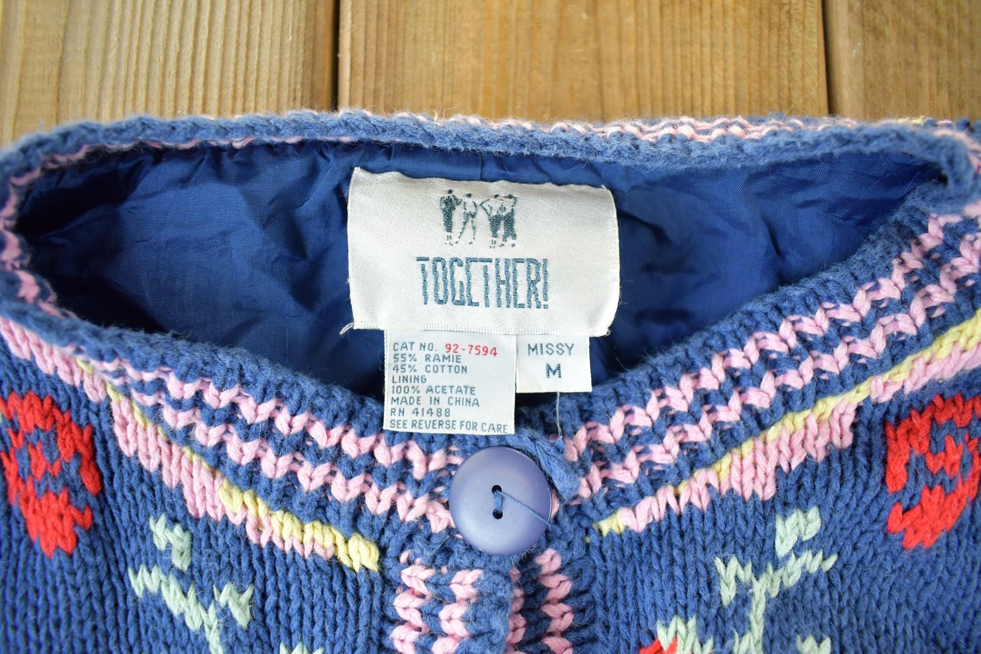 Vintage 1990s Together Knit Cardigan Women's Medium from propervintagecanada