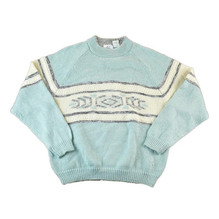 Vintage 1990s Together Wool Blend Knit Abstract Pattern Crewneck Sweater Men's XL from propervintagecanada