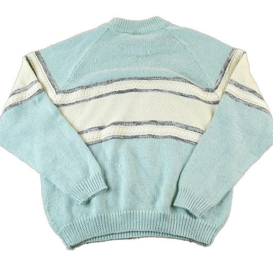 Vintage 1990s Together Wool Blend Knit Abstract Pattern Crewneck Sweater Men's XL from propervintagecanada