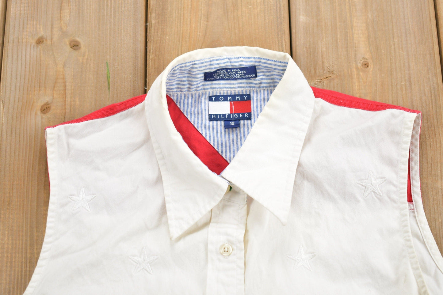 Vintage 1990s Tommy Hilfiger American Flag Stars & Stripes Button Up Vest Women's S from propervintagecanada