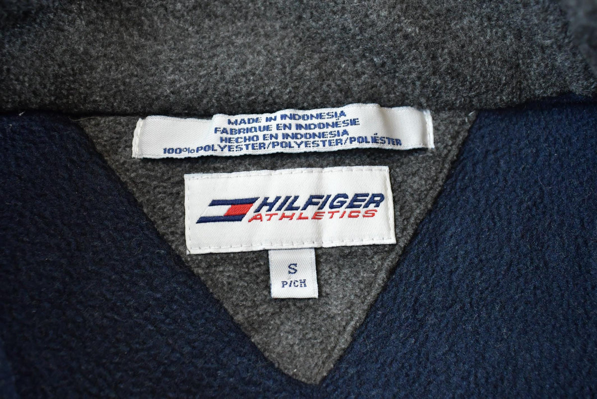 Vintage 1990s Tommy Hilfiger Athletics Spellout Quarter Zip Fleece Sweater Men's XL from propervintagecanada