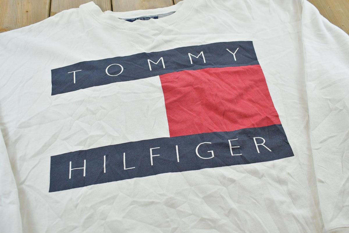 Vintage 1990s Tommy Hilfiger Big Flag Crewneck Sweatshirt Men's 2XL / 90s Streetwear / Logo Sweater / Layering from propervintagecanada