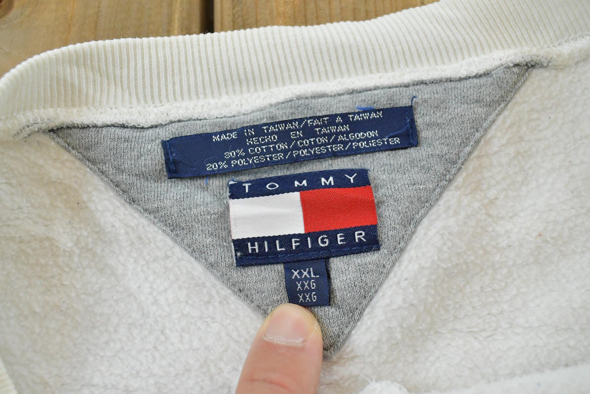 Vintage 1990s Tommy Hilfiger Big Flag Crewneck Sweatshirt Men's 2XL / 90s Streetwear / Logo Sweater / Layering from propervintagecanada