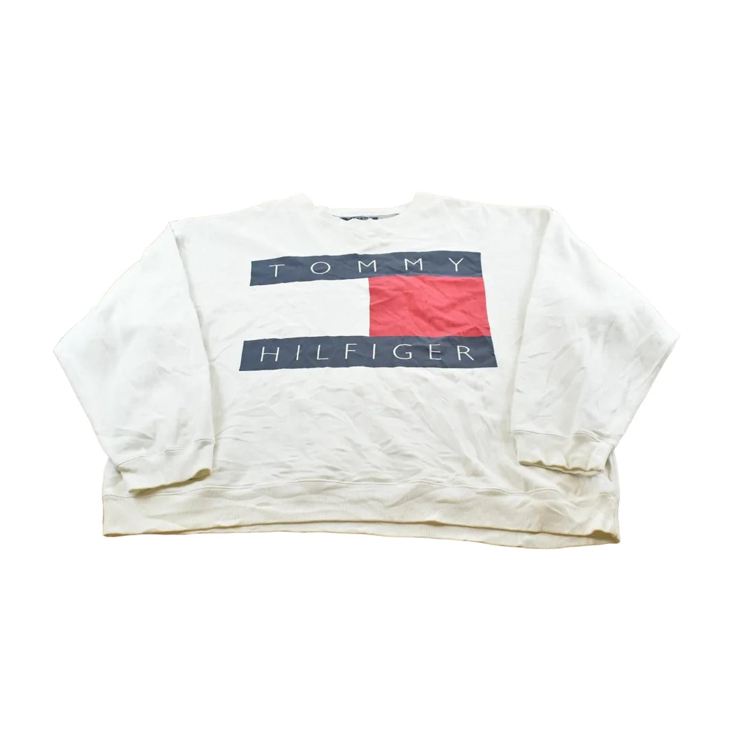 Vintage 1990s Tommy Hilfiger Big Flag Crewneck Sweatshirt Men's 2XL / 90s Streetwear / Logo Sweater / Layering from propervintagecanada
