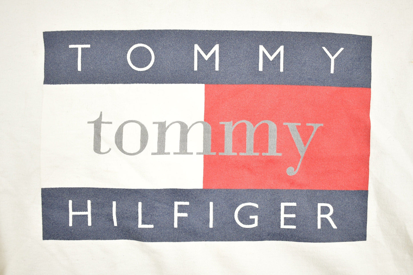Vintage 1990s Tommy Hilfiger Big Flag Crewneck Sweatshirt Men's Medium from propervintagecanada