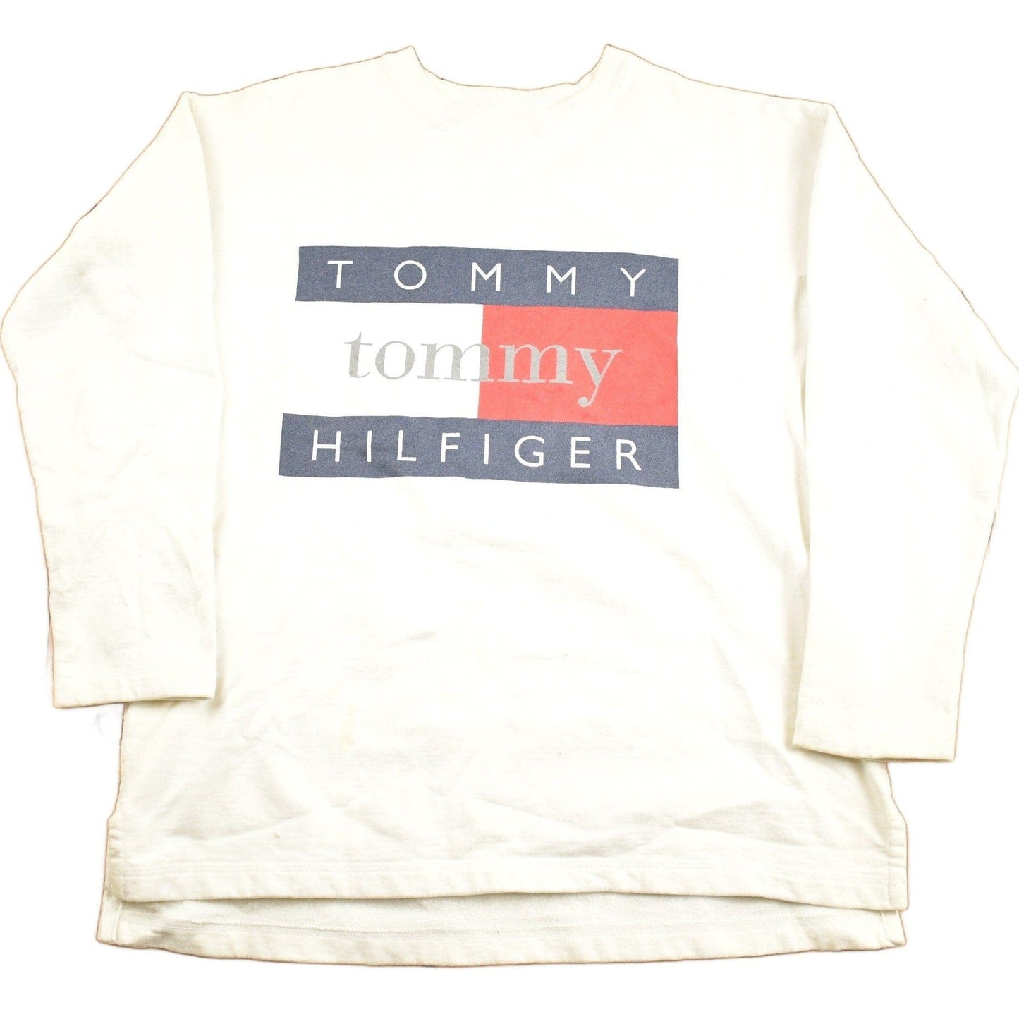 Vintage 1990s Tommy Hilfiger Big Flag Crewneck Sweatshirt Men's Medium from propervintagecanada