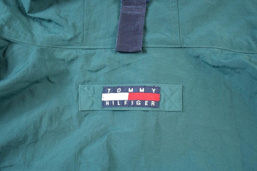 Vintage 1990s Tommy Hilfiger Big Flag Full Zip Windbreaker Jacket Men's Large from propervintagecanada