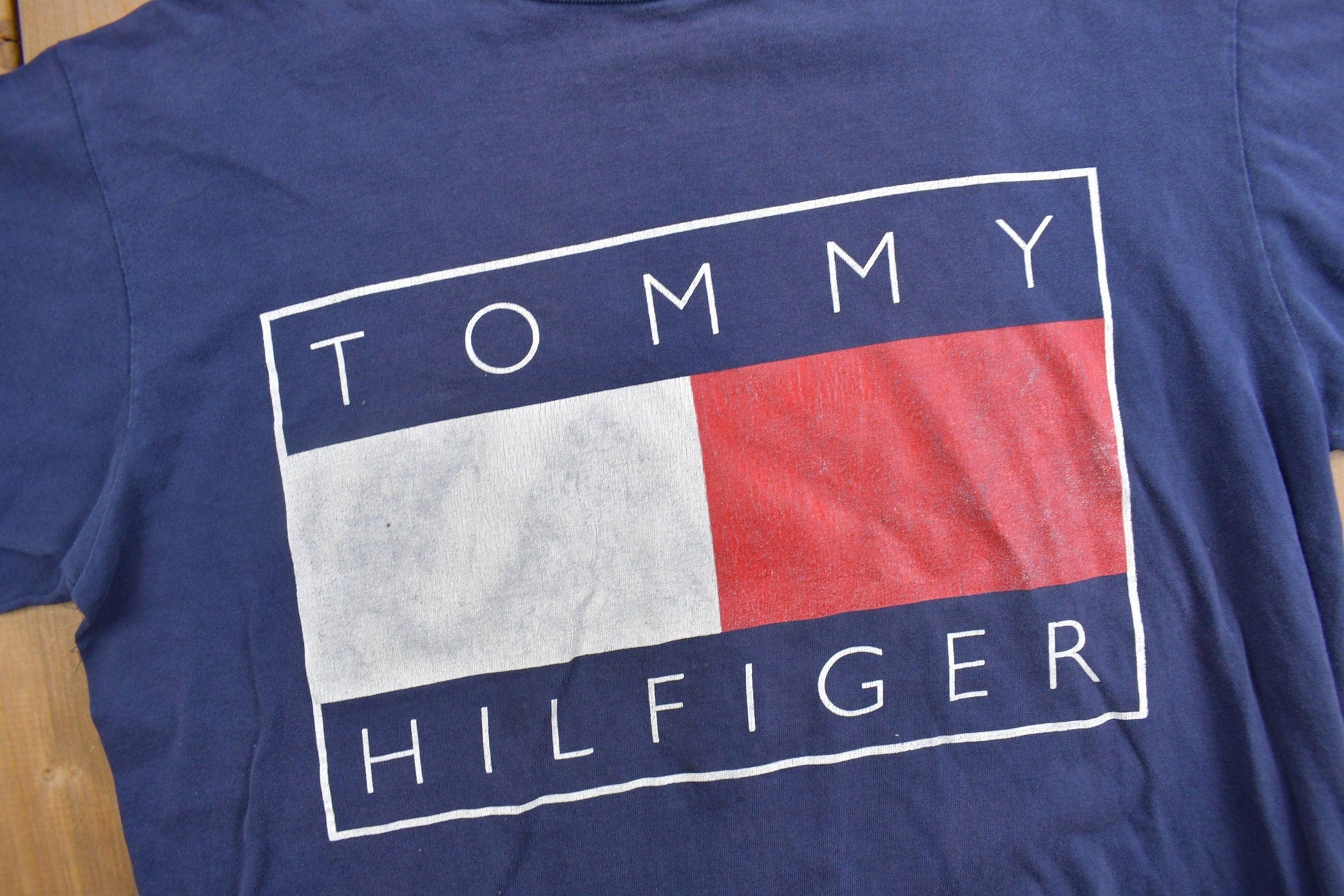 Vintage 1990s Tommy Hilfiger Big Flag Graphic T Shirt from propervintagecanada