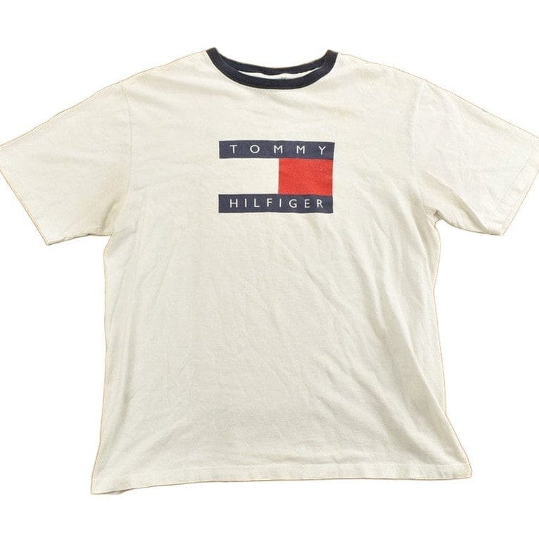 Vintage 1990s Tommy Hilfiger Big Flag Graphic T Shirt Men's Medium from propervintagecanada