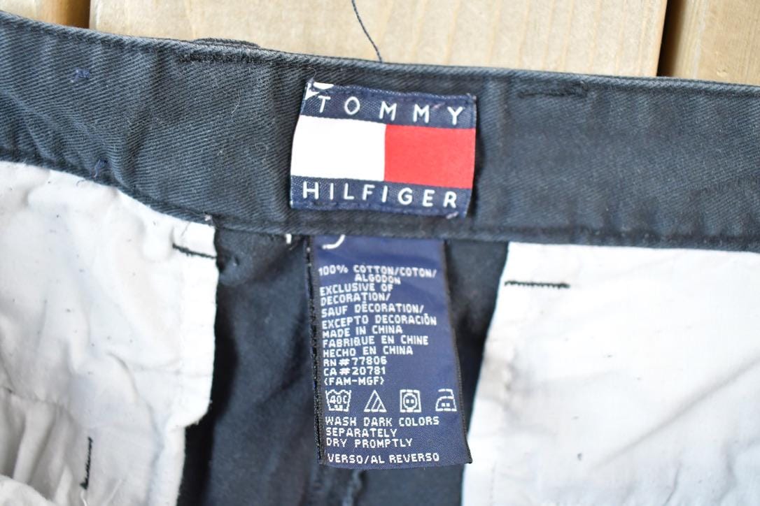 Vintage 1990s Tommy Hilfiger Black Chino Pants Men's 34 x 28 from propervintagecanada