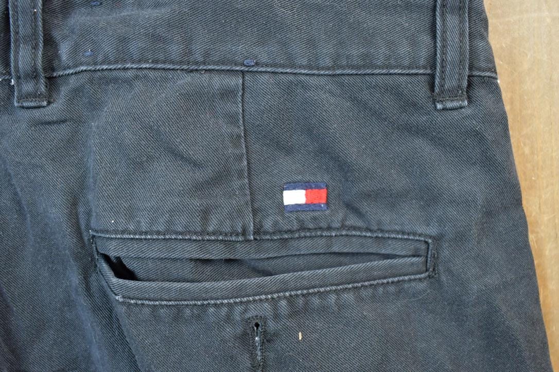 Vintage 1990s Tommy Hilfiger Black Chino Pants Men's 34 x 28 from propervintagecanada