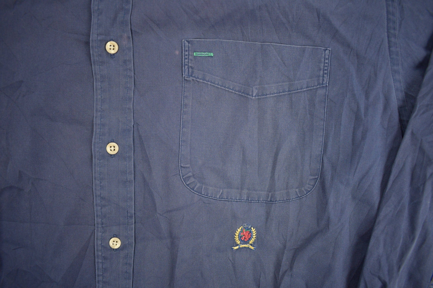 Vintage 1990s Tommy Hilfiger Blank Navy Button Up Shirt from propervintagecanada