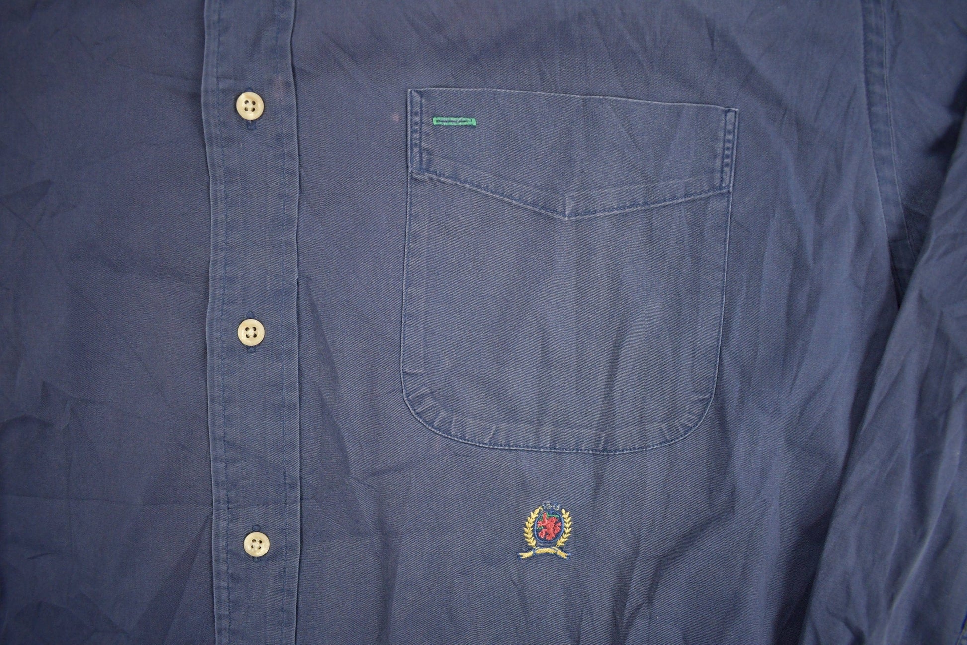 Vintage 1990s Tommy Hilfiger Blank Navy Button Up Shirt from propervintagecanada