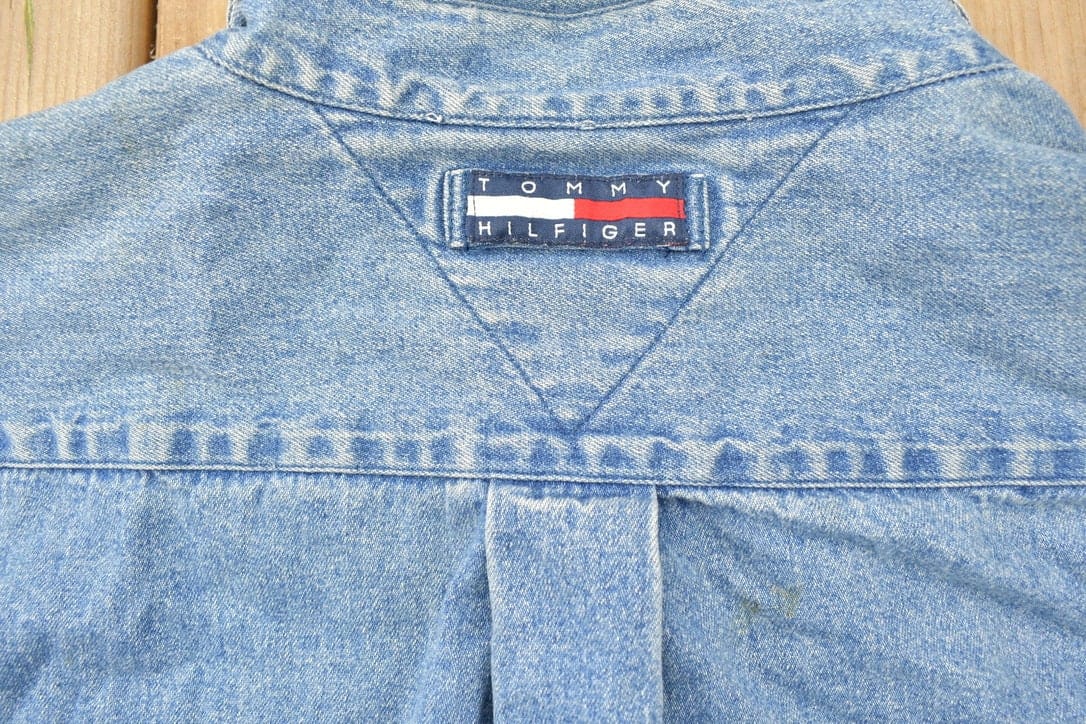 Vintage 1990s Tommy Hilfiger Button Up Denim Shirt Men's 2XL from propervintagecanada